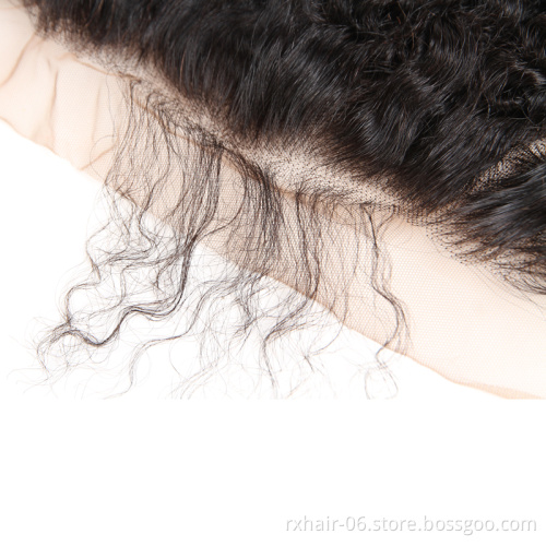 Brazilian Kinky Curly 360 Lace Frontal Remy Hair Hair Closure with Lace Frontal